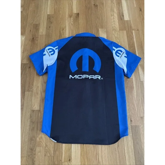 Mopar Logo Automotive Pit Mechanic Button Down Shirt Size Large 105 - Picture 3 of 4
